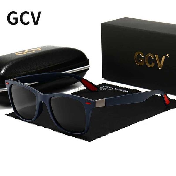 Óculos de sol GCV Design da marca Sunglasses polarizados homens Mulheres Motores de motor Male Vintage Sun Glasses Leisure Spuare Mirror Summer UV400O CULOS 24412