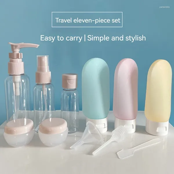 Sıvı Sabun Dağıtıcı 11 Parça Seyahat Takım Kozmetik Şişe Plastik Losyon Toner Sprey Şampuan ve