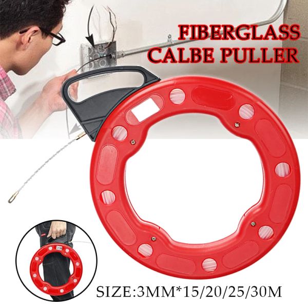 15-30 metros de fibra de vidro de fibra de cabana profissional flexível giratória fita de peixe fita portátil Ferramenta de puxão do canal do duto
