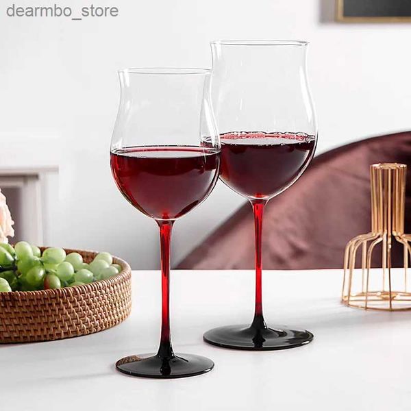 SCHEDE DI VINO 4/2/1 PCS 900/650 ml Crystal Black Wok Tie Red Lass Home Lare Capacità Burundy Burundy Oblet Famiglia Bar Drinkware Ift L49