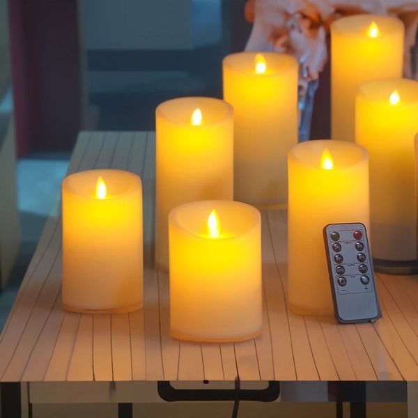 3pcsset Танцующие пламя Реалистичные возвращаемые свечи свечи с удаленными для Lanternsscandle holderfireplace Home Decor 240412