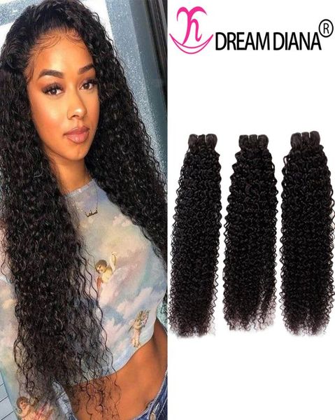 Kinky Curly Human Hair Weave Schuss Remy -Erweiterungen 3 Bündel 30 Zoll langes brasilianisches natürliches Schwarz für Frau Dicke3539778