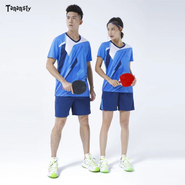 Şort Üst Masa Tenis Jersey Badminton Set Spor giyim Gömlek Men Men Ladies Pingpong Giysileri Gömlek Takımı Koşu Eğitimi Hızlı Kuru