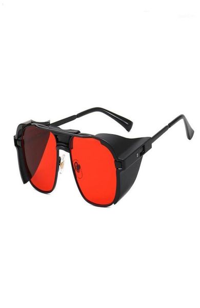 Punk Leder -Seite Schilde Sonnenbrillen Gradient UV400 Schutz Rund Metall Optical Gläser Rahmen Männer Frauen fml13777403