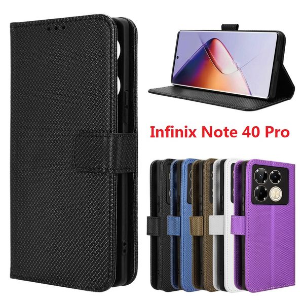 Infinix için Elmas Deri Not 40 Pro PRO Plus Case Flip Kitap Stand Kartı Cüzdan Koruma Kapağı