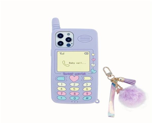 Hair Ball Tassel Keychain 3D Silikon -Telefonhüllen für iPhone 13 12 Pro Max 11 12 mini 7 8 plus x xs xr niedliche Schutzabdeckung mehr S5687654
