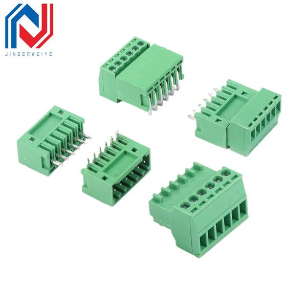 5pcs 2edg-2,54 mm Terminal PCB plug-in con sedile per pin piegata per gamba dritta in pausa 2p/3p/4p/5p/6/7/8/12p 2,54 mm Terminal