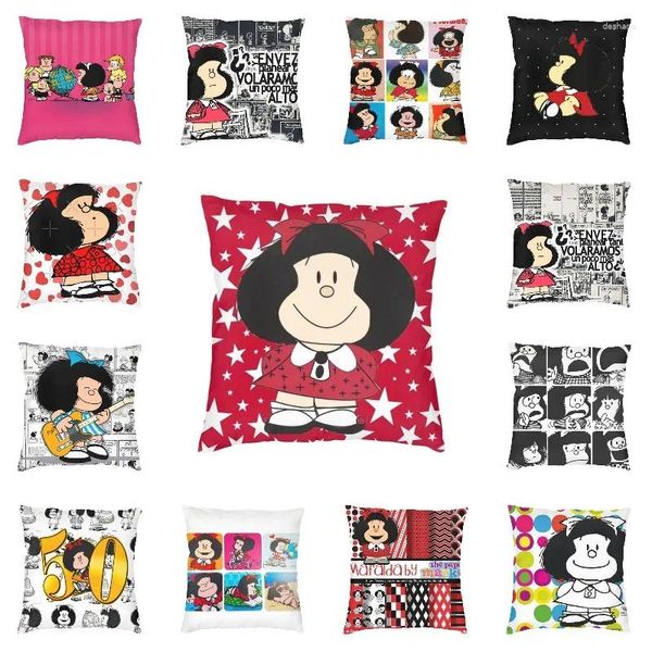 Cuscino morbido kawaii mafalda fumetto cover decorazioni per la casa anime personalizzata 45x45cm cuscino per soggiorno