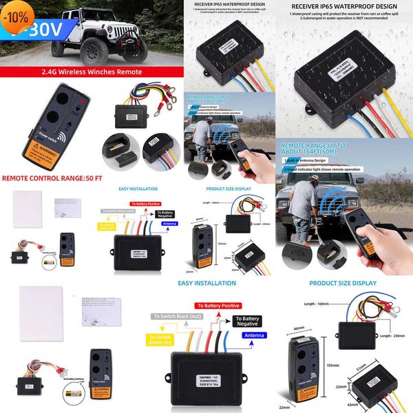 New Kebidumei 2.4G 12V 24V 50m Digital Wireless Wireless Control Remote Recovery Kit para Jeep SUV 120W 100ft