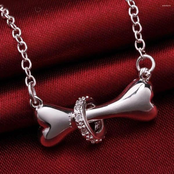 Pendants Brands 925 Sterling Silver Fine Charms Crystal Dog Bones Collane a ciondoli per donna Gioielli Fashion Gioielli Regali