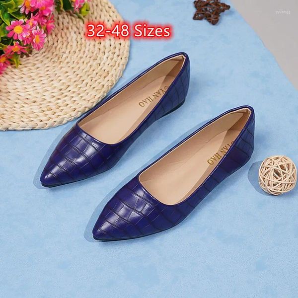 Lässige Schuhe koreanische karierte Frauen Luxusdesigner Flats 2024 Ankünfte Ankunft Pointy Toe Royal Blue Orange Slip-Ons 32-48