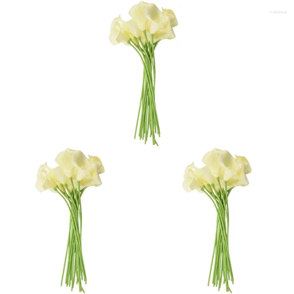 Dekorative Blumen 54X Künstliche Calla Lily Single Long Stamm Bouquet Real Home Decor Color: cremig