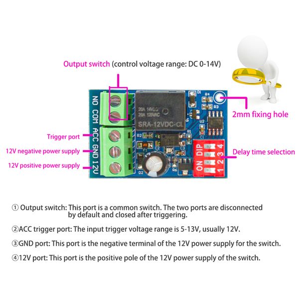 12 Volt Timer Relais Ein Off-Off-Automobil-Digitalverzögerungsrelais elektrische Verzögerungs-Timer-Zyklus-Verzögerungsmodul YS-RT1C YS-RT1T