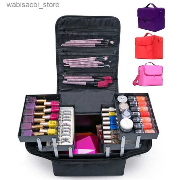 Sacchetti cosmetici Multilayer Assicatore Case di sacchetti cosmetici Case di bellezza Salone Tatuaggi Nail art Tool Bid Women Makeup Organizer Bag di grande capacità L49