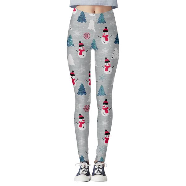 Frauen Weihnachten Leggings Strumpfhosen Leggings Weihnachtsmann Snowman Print Control Sport Leggings hohe Taille Weihnachtsfeste lustige dünne Leggings