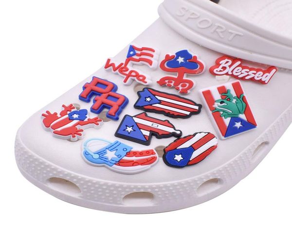 Favors Porto Riko Ayakkabı Dekorasyonları Charm Toup Aksesuarları Jibitz Charms Düğmeleri Hediyeleri 3871072
