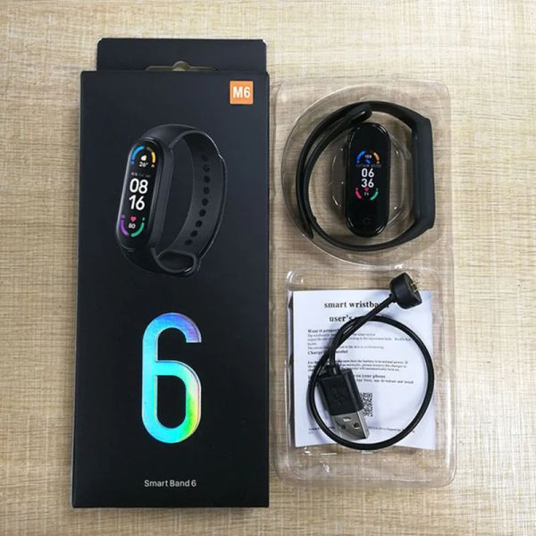 Pulseiras M6 Smart Watch Menino Menino Coração Monitor de pressão arterial Banda esportiva esportiva Rastreador de fitness Smart Bracelet para Mi Band 6