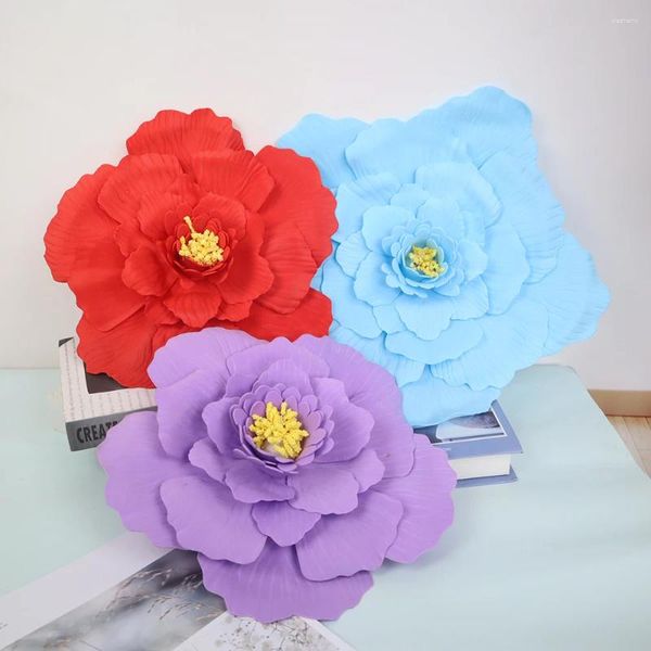 Flores decorativas 40 cm de peônia artificial feita artesanal decoração de fundo de natal