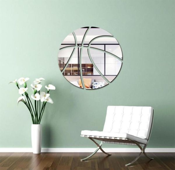 Adesivos de parede basquete infantil infantil039s decoração de quarto decoração de casa espelho espelho acrílico adesivo auto adesivo mural1453760