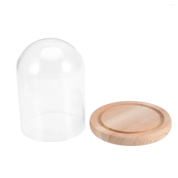 Speicherflaschen 9x12cm Mikrolandschaft Eternal transparente Blütenglasabdeckung DLY handgefertigte staubfeste Kuppel auf Holzbasis für Kasten