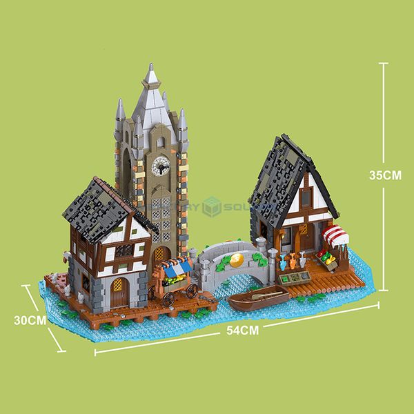 Рынок средневековой городской ландшафт sreies moc bazaar творческие идеи удушающие кирпичи модульная архитектура модель модель блоки игрушки подарки дети дети