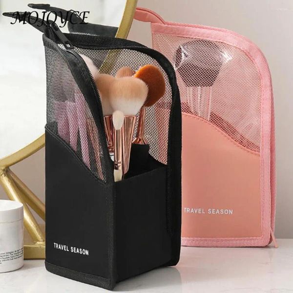 Kosmetiktaschen Mini -Toilettenbeutel tragbares Reisemake -up Multifunktionen Organizer sichtbarer Ständer für Lippenstiftbürsten