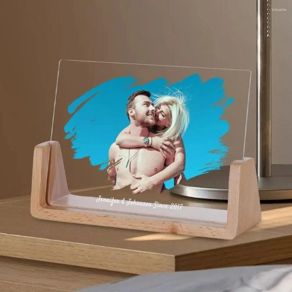 Frames Casal personalizado Po Po Frame Nome personalizado Presente de aniversário para marido esposa acrílico Picture