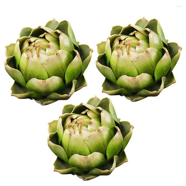 Tigelas 3pcs verde Artichoke Alcachofra Plástico Flores de Casamento Mesa Decoração