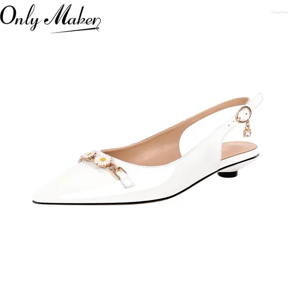 Scarpe casual Solomaker Women White Brevet in pelle Punta SLINGBACK SANGHALS Abito da festa della caviglia di grandi dimensioni