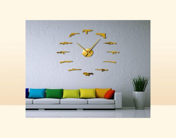 3D Pro Gun Wall Decor Tactical Army Rifle Munition Sorte Waffen DIY Wandaufkleber Großer Wanduhr Waffenliebhaber Raumdekor 201122354