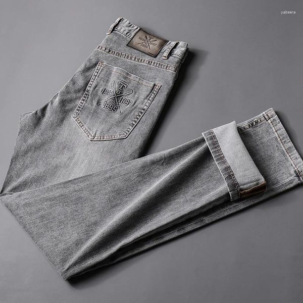 Herren Jeans Sommer dünne Senioren-Design Sinn für europäische Station Modemarke Stretch Straight Leg High-End-Casual Hosen