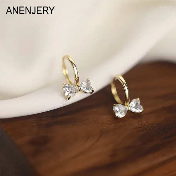 Hoop -Ohrringe Anenjery süßer Zirkon Bow für Frauen exquisites golden Silber Farbe süße Huggies Schmuck Pulseras Mujer