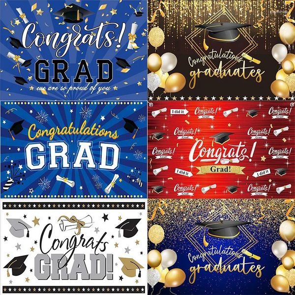 Partyversorgungen farbenfrohe Glückwunsch Gradklasse POGROGRAFIE BACKENDRAGE WALSDECORATION Doktoranden Cap Graduation Saison Thema Custom Po Banner