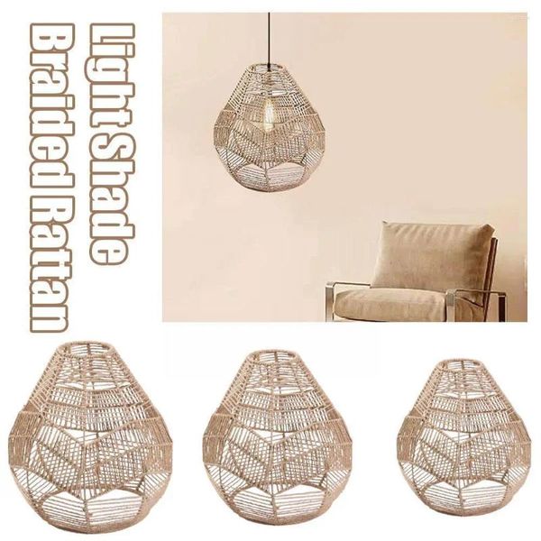 Titulares de vela Pingente lâmpada de lâmpada papel corda Rattan boho