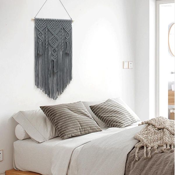 Wandteppiche Wattestäbel Seil Tapestry Handgewebte Makrame Bobo Accessoires Nordic Art Apartment Schlafzimmer Schlafzimmer Wanddekoration