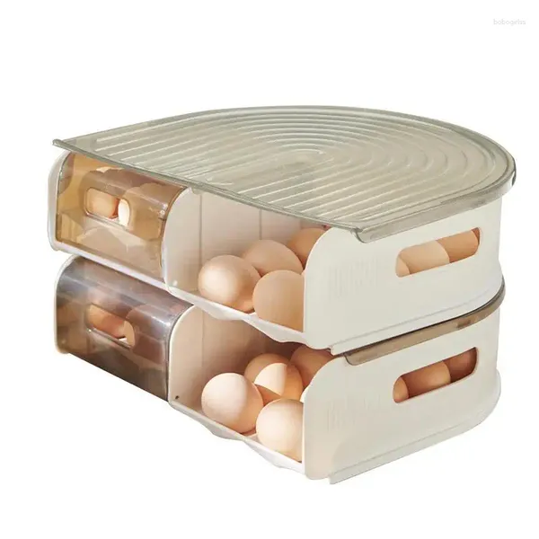 Depolama Şişeleri U şeklindeki Yumurtalı Yumurta Kutusu Dayanıklı Otomatik Organizatör Mutfak Buzdolabı için Damla Koşullu Tepsi Tutucu