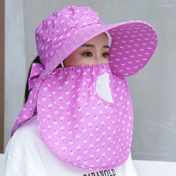 Beralar Şal Çay Toplama Kapağı Geniş Mühendis Anti-UV Kadın Şapkası Koruma Boyun Maskesi Hediyesi