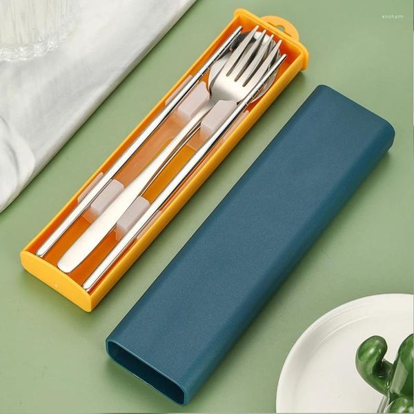 Chopstäbchen Korean Style Löffel Gabel tragbares Besteckset mit Geschenkbox Outdoor Camping BBQ Tools Student Lunchtaste Tares Treces Tase