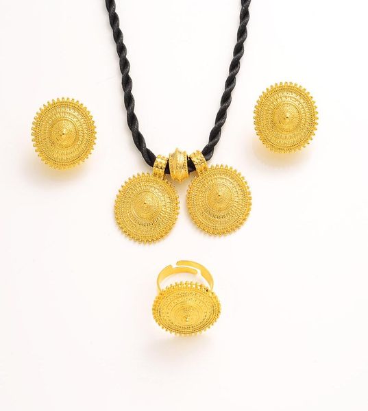 Эфиопские традиционные ювелирные украшения набор серьги ожерелья кольцо эфиопия тонкое золото eritrea women039s habesha свадебная вечеринка подарок8198812