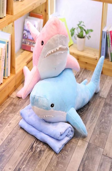 Weicher Riese Haifisch Kissen Plüschspielzeug gefüllte Tierpuppen Russland Plüsch Haispielzeug Fischkissen Geschenk für Kinder 60 cm80 cm4818405