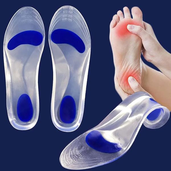 Insolas de gel de silicone para sapatos homens mulheres apoiam arco de pé plano suporte ortopédico plantar fascíte de alívio shoe shoe 240321