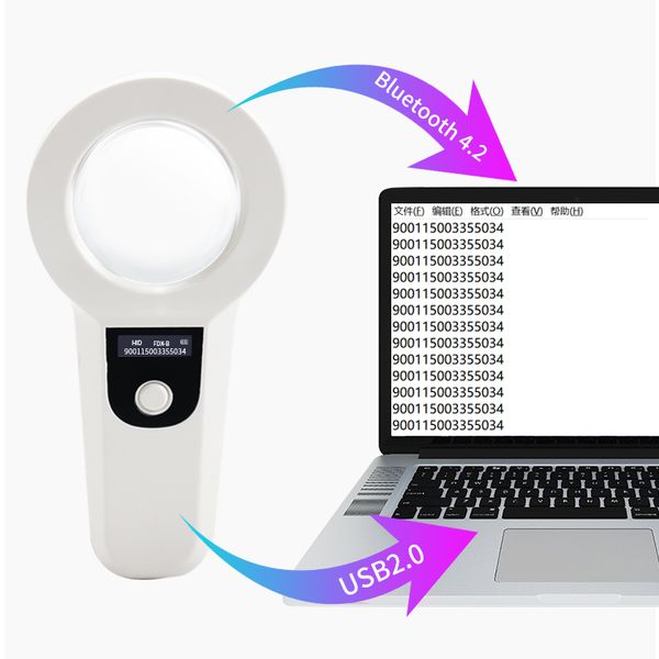 FDX-B Animal Microchip Reader 1024 Records 134.2kHz Pet Chip Scanner para Identificação do Número de Microchips para animais de estimação