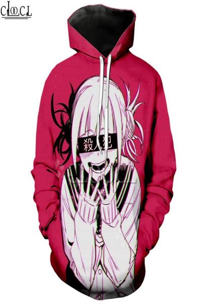 Anime kız seksi kahramanım akademisi ahegao manga 3d baskı himiko toga hoodies gündelik sweatshirt moda kazakları7294414