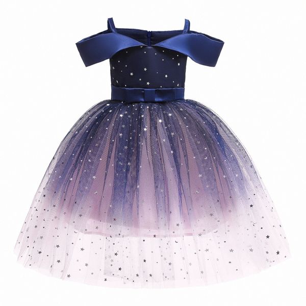 Mädchenkleider Kinder Sommerkleid Prinzessin Schlinge Kleid Kinder Kleidungsstücke Kleinkind Jugend flauschige Röcke Punkt gedruckter Rock Größe 100-150 D5OK#