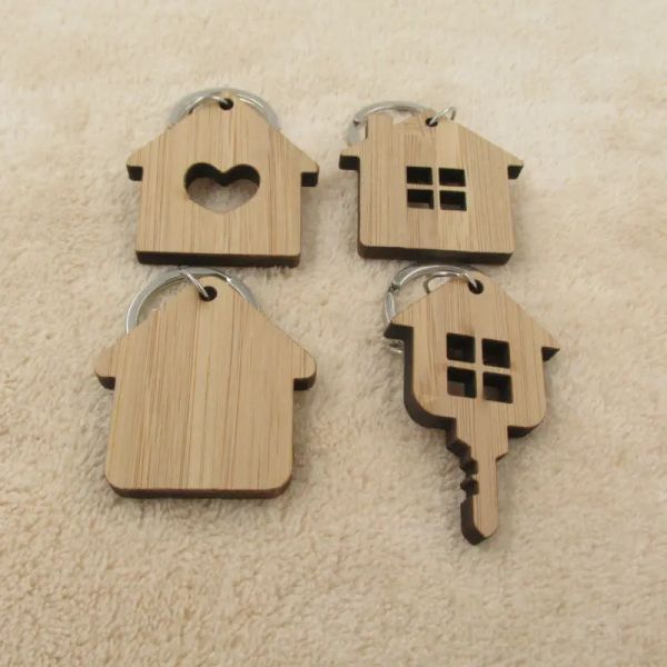 Rings House Key Chain Wood Keeychain Gift HomeShalming Regalo per la prima casa First House Weaching Favor