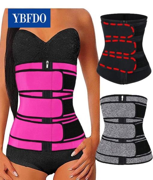 YBFDO 2021NEW Bel Trainer Korse Kadın Korse Fermuarı Threerow Kemeri Spor Bel Eğitim Cihazı Bodysuit Zayıflama Sıkı Kemer8170133