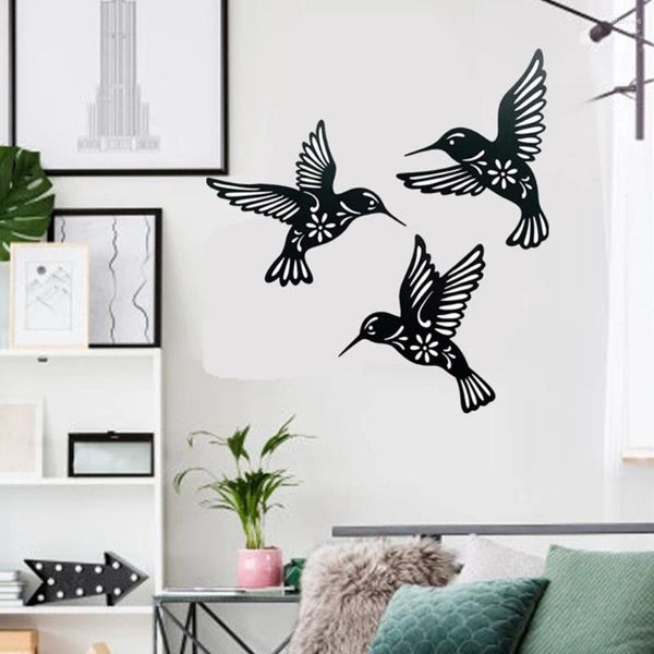 Dekorative Figuren 3pcs Metall Vogel Wandkunst Dekoration Wohnzimmer Schlafzimmer Küche Innen- und Außengeschenk einzigartig