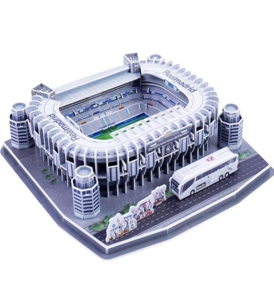 Arquitetura clássica de quebra -cabeça Diy Santiago Bernabeu Futebol Stadiums Club Brick Toys Modelos de escala conjuntos