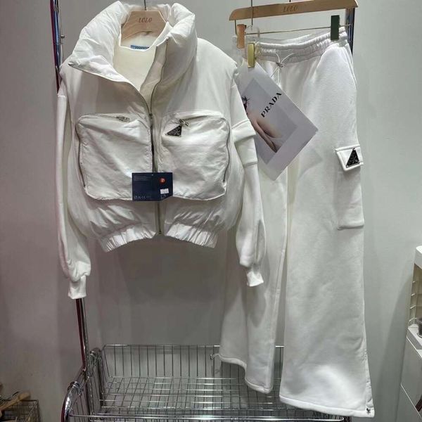 Kadınlar Suits Blazers P23 Sonbahar Kış İş Giyeri Stili 3D Büyük Cep Yelek Kat+Peluş Kazak Guard Pantolon Günlük Üç Parça Seti
