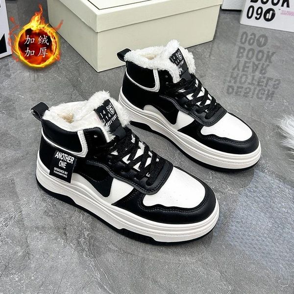 Lässige Schuhe Crlaydk Frauen Mode -Sneaker High Top Plattform Knöchelfell Futter warmes Winter -PU -Ledersport -Tennis für Schüler